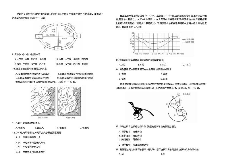 云南省昆明市寻甸回族彝族自治县第一中学2024-2025学年高一上学期11月期中地理试题03