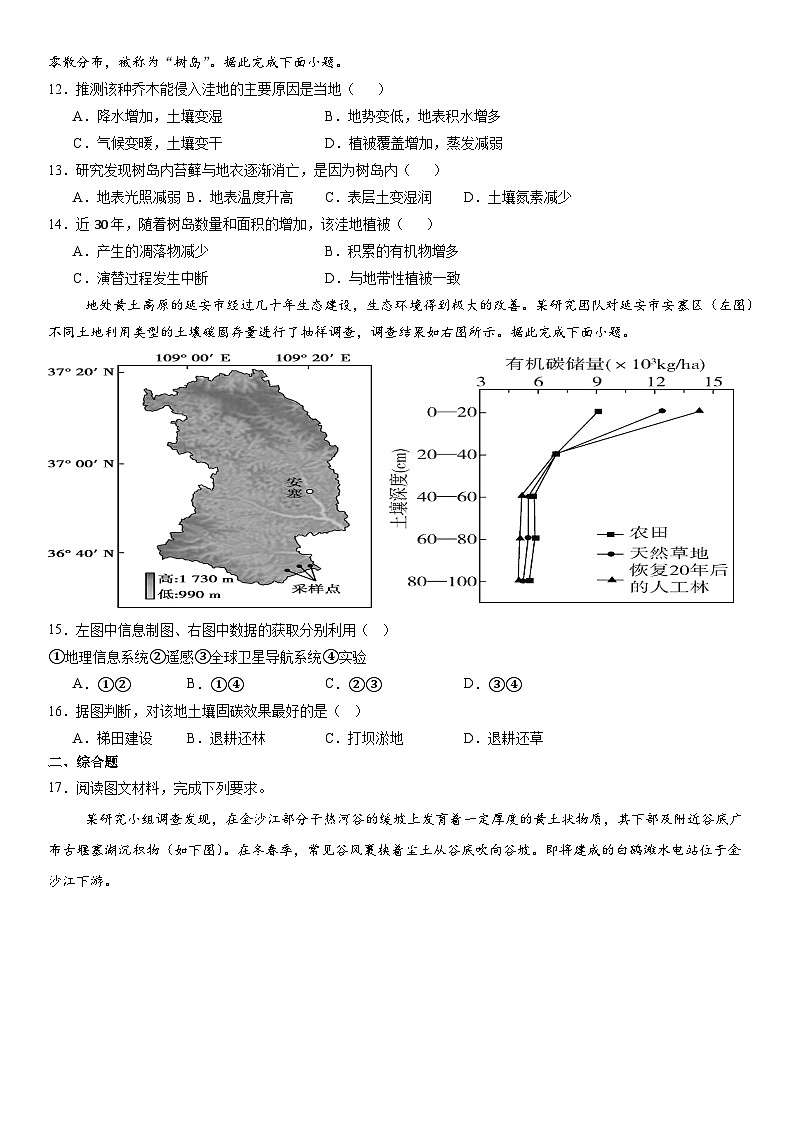 四川省内江市第一中学2024-2025学年高三上学期期中考试地理试题03