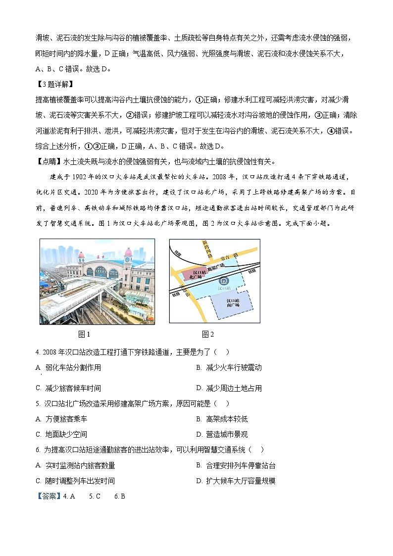 湖北省武汉市东西湖区华中师范大学第一附属中学2024-2025学年高三上学期11月期中地理试题 Word版含解析第2页