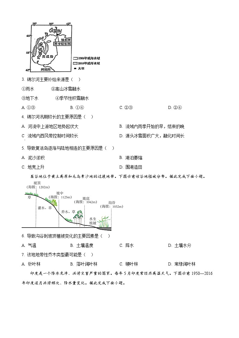 山东省青岛市2024-2025学年高二上学期11月期中地理试题  Word版无答案第2页