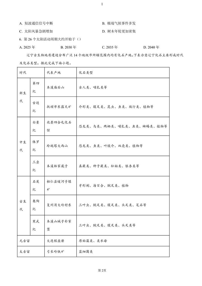 海南省2024～2025学年学高一(上)期中地理试卷(含答案)第2页