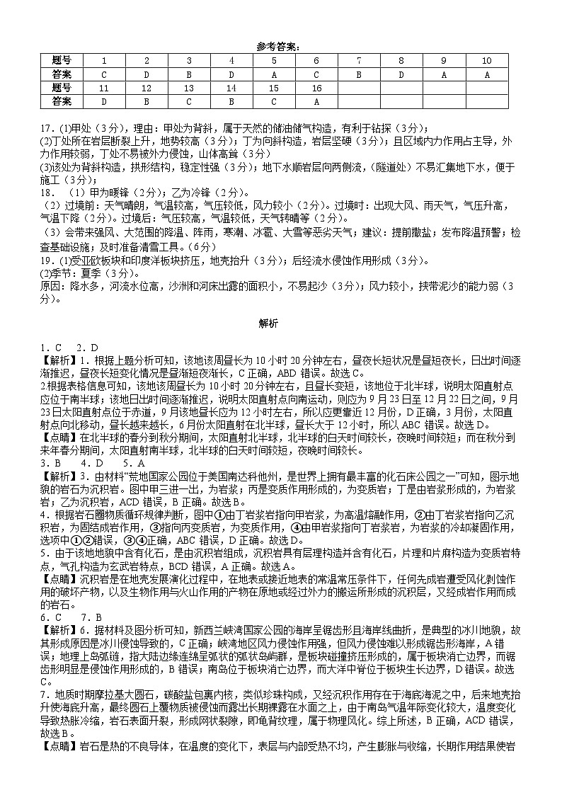 高二期中考试答案及解析第1页