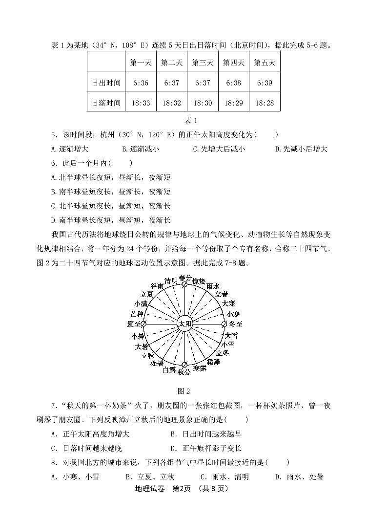 福建省漳州市乙级校联盟2024-2025学年高二上学期期中考试地理试题第2页