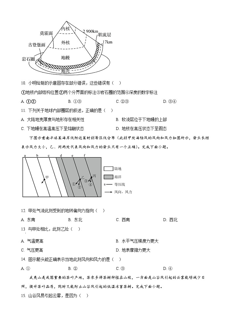 福建省三明市永安第九中学、金沙沙县区高级中学2024-2025学年高一上学期期中考试地理试题（原卷版）第3页