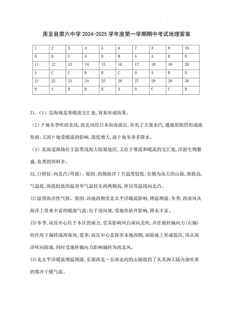 高二地理答案第1页