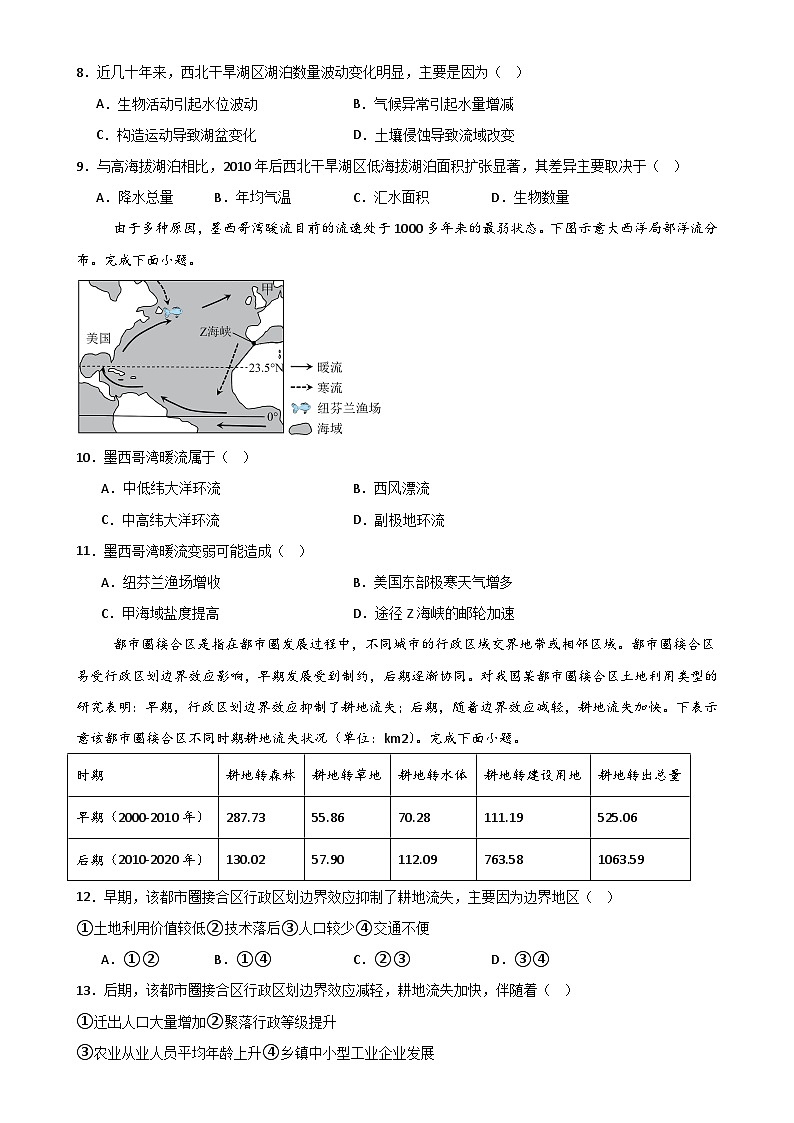 备战2025年高考地理模拟试卷（新高考八省通用）地理03（原卷版）-A4第3页