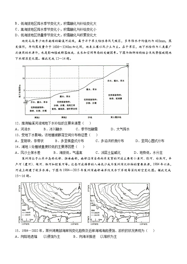 河北省沧州市运东五校2024-2025学年高三上学期11月期中考试 地理 含解析第3页