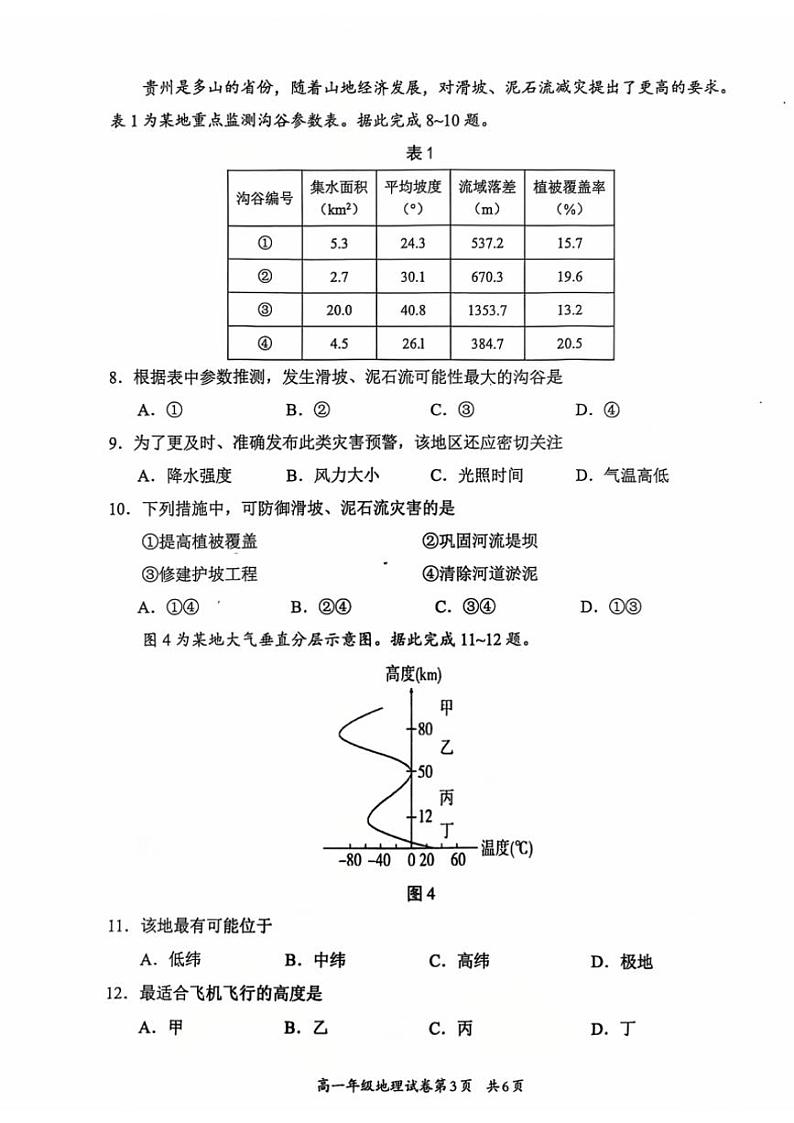 2024～2025学年贵州省部分学校高一(上)第二次联考地理试卷(含答案)第3页