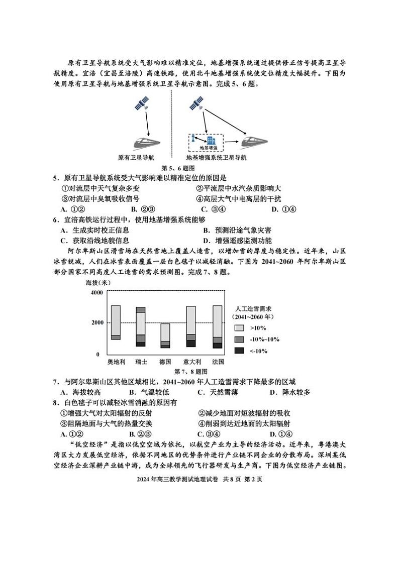 2024年浙江省嘉兴市高三(上)教学测试(一模)地理试卷(含答案)第2页