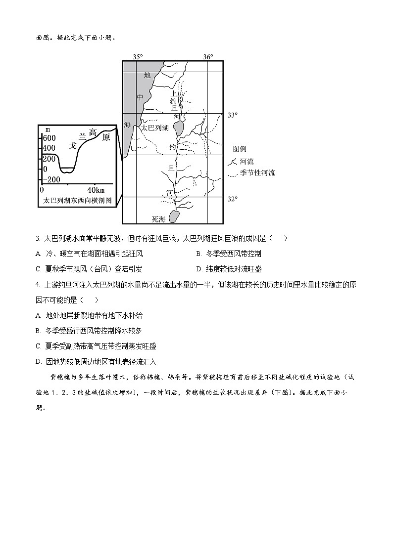 重庆市合川中学2024-2025学年高三上学期第二次月考地理试题 Word版无答案第2页