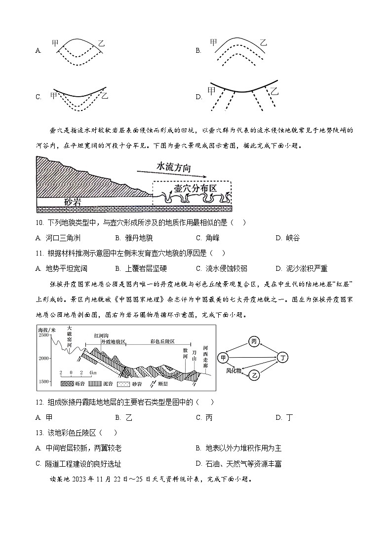 重庆市荣昌中学校2024-2025学年高二上学期11月期中地理试题 Word版无答案第3页