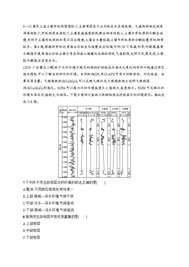 备战2025年高考地理二轮复习（通用版）专题突破练5 自然环境的整体性与差异性（Word版附解析）第3页