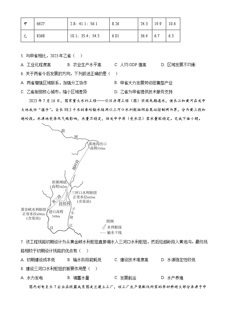 吉林省实验中学2024-2025学年高二上学期11月期中地理试题 Word版无答案第3页