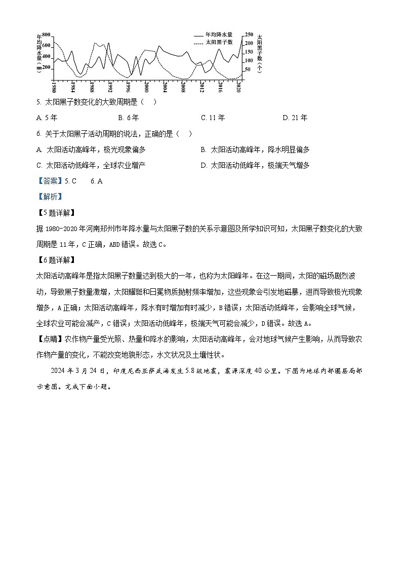 浙江省杭州市钱塘联盟2024-2025学年高一上学期11月期中地理试题 Word版含解析第3页