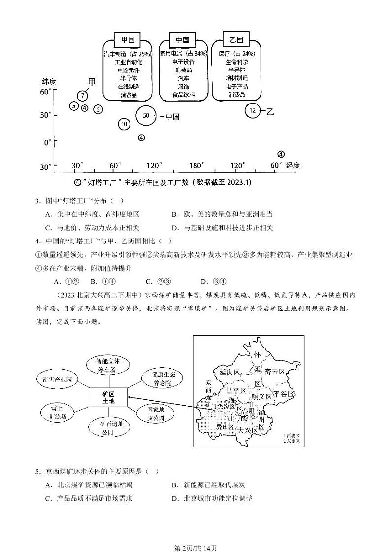 2022-2024北京重点校高二（下）期中真题地理汇编：工业区位因素及其变化第2页