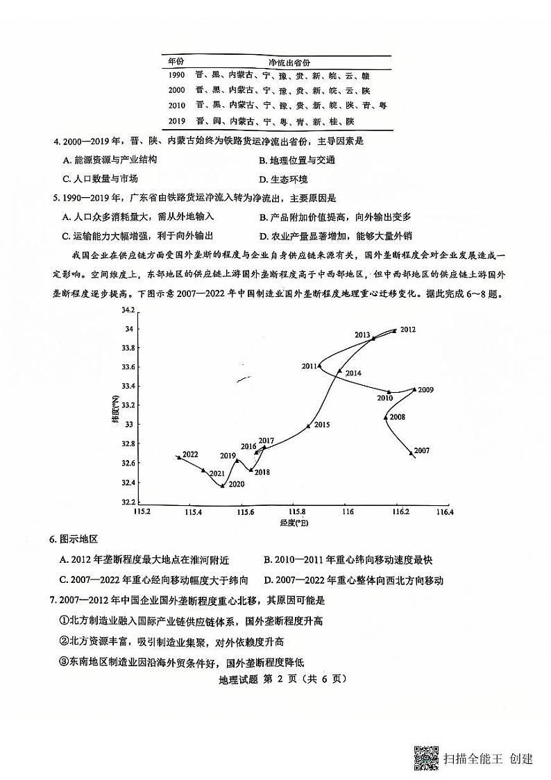 山西省大同市2024-2025学年高三上学期12月月考地理试题第2页