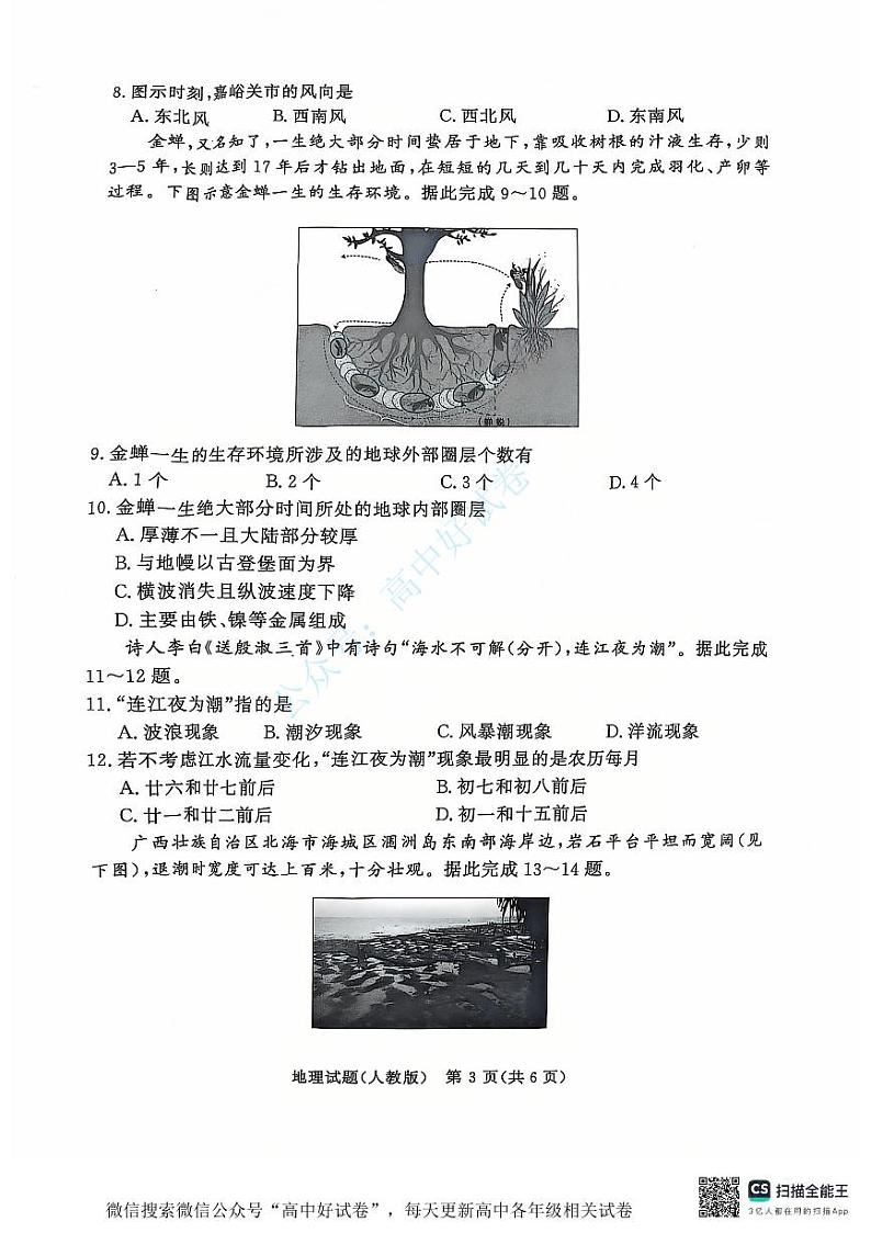 青桐鸣2024-2025学年高一上学期12月大联考地理试卷（PDF版附答案）第3页