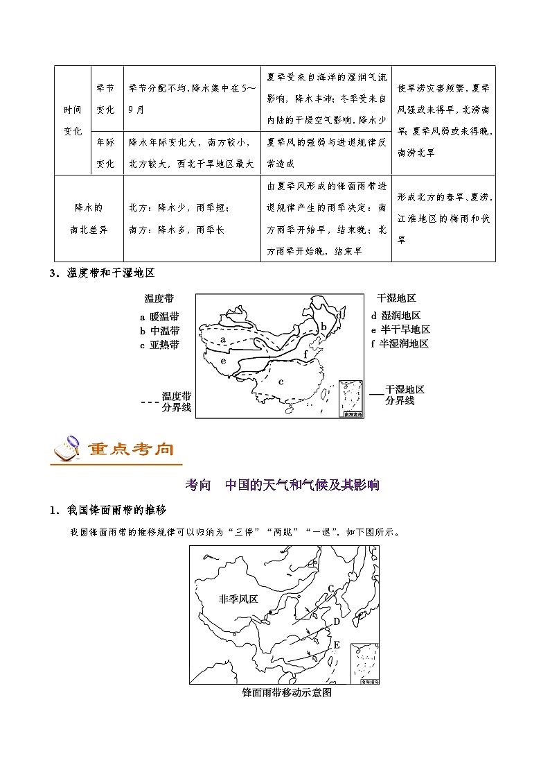 备战2025年高考地理考点一遍过学案考点60我国的气候（附解析）第2页
