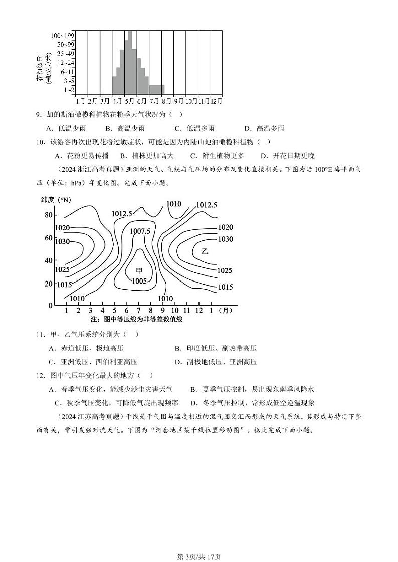 2024全国高考真题地理汇编：大气的运动章节综合第3页