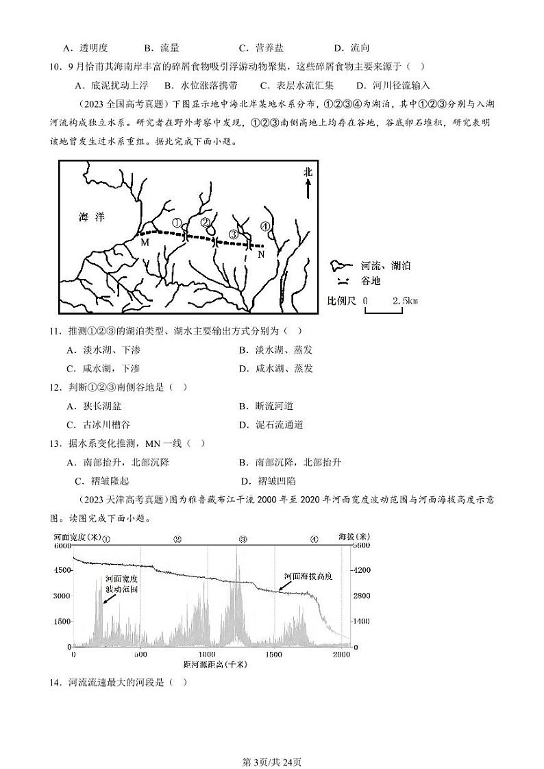 2022-2024全国高考真题地理汇编：陆地水体及其相互关系第3页
