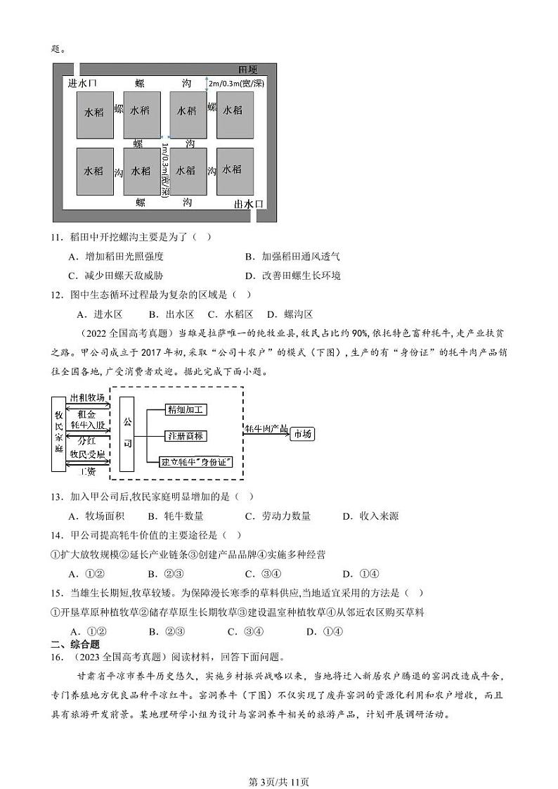 2022-2024全国高考真题地理汇编：区域发展的自然环境基础第3页