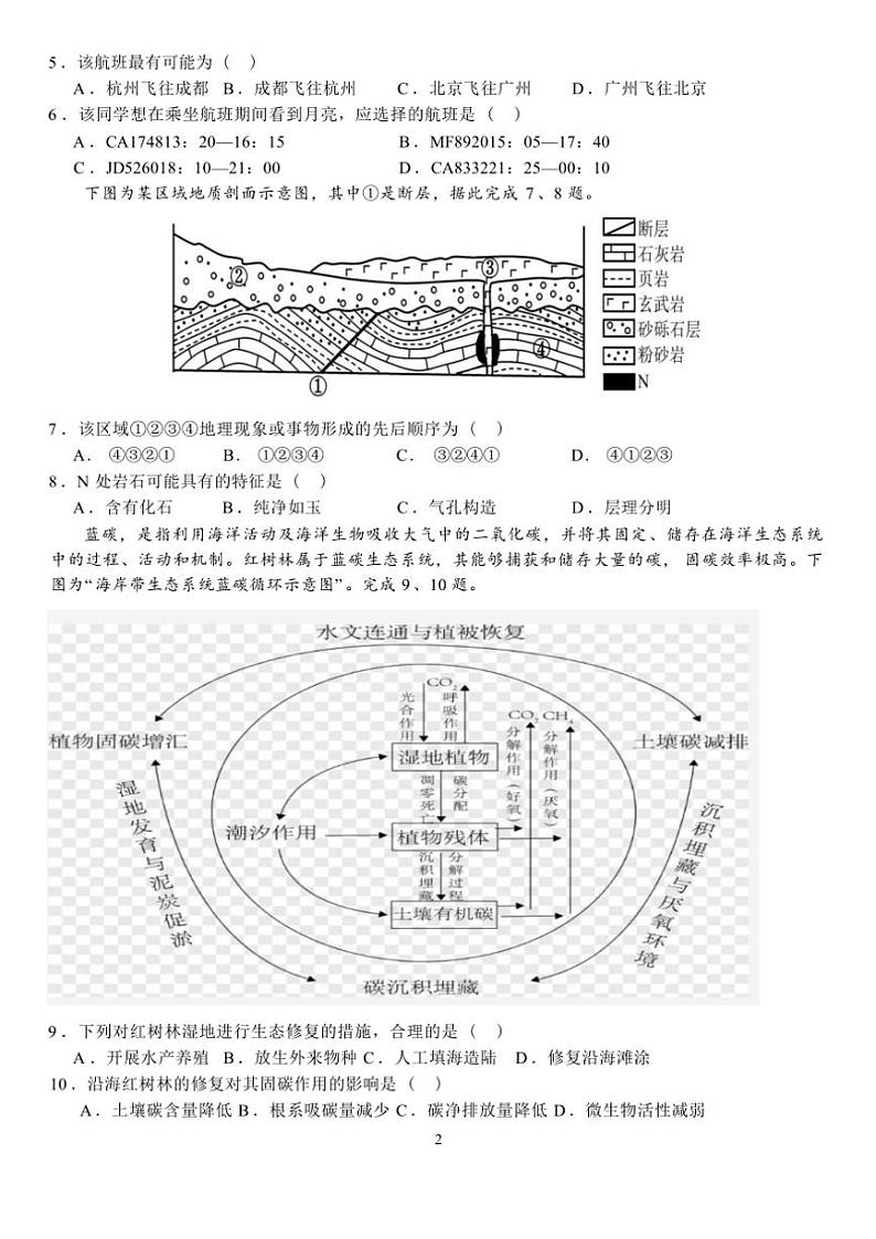 2024～2025学年河北省保定市唐县第一中学高二(上)12月月考地理试卷(含答案)第2页