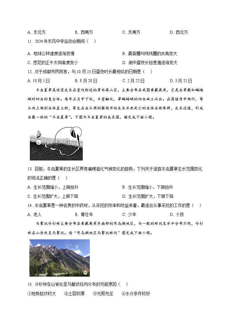 2025南充阆中东风学校高三上学期12月月考地理试题含解析第3页