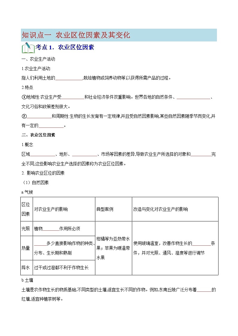 专题09 产业（知识梳理+真题再现精讲+实战训练）（原卷版）第2页