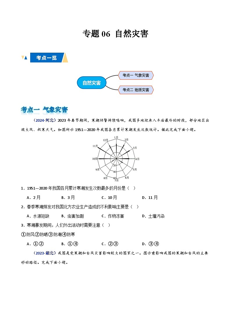 专题06 自然灾害（原卷版）第1页