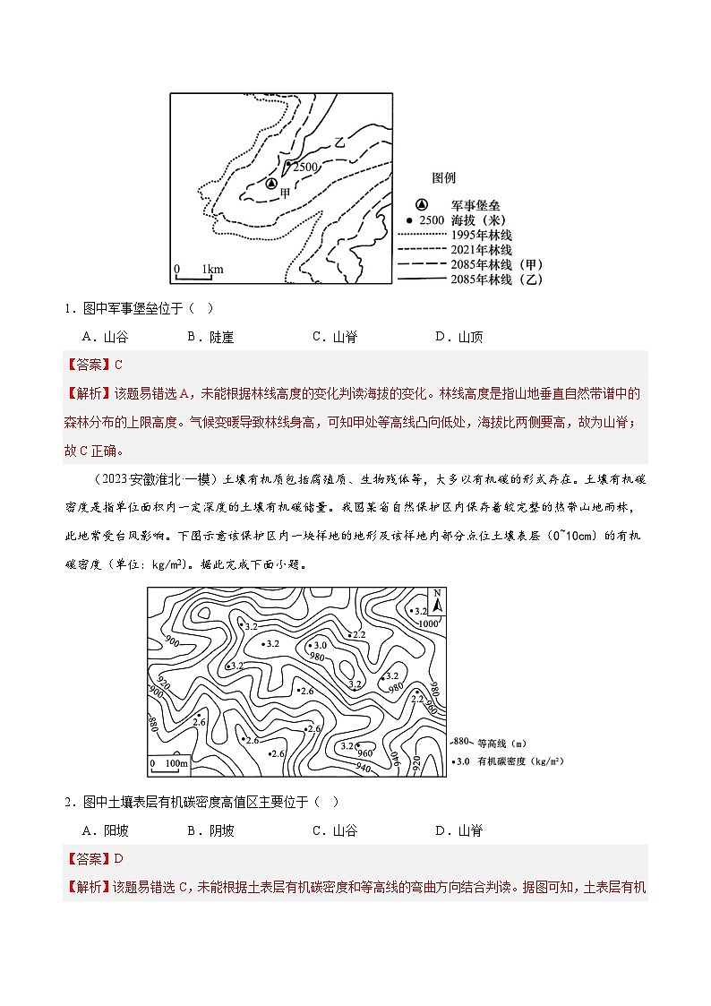 专题01 等高线易错提分（5大易错点）-备战2025年高考地理考试易错题（新高考通用）（解析版）第2页