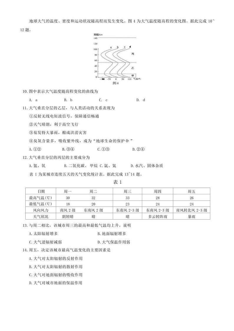 2023～2024学年山西省太原市第十二中学校高一(上)12月考试地理试卷(含答案)第3页