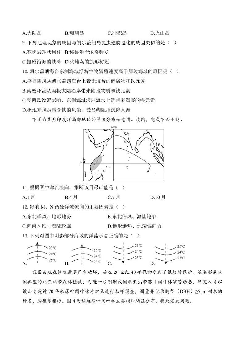 2024～2025学年湖南省衡阳县第三中学高二(上)地理期末模拟卷A卷试卷(含答案)第3页