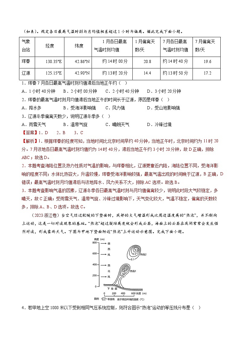 专题04  地球上的大气-【真题汇编】最近10年（2014-2023）高考地理真题分项汇编（全国通用）（解析卷）第2页