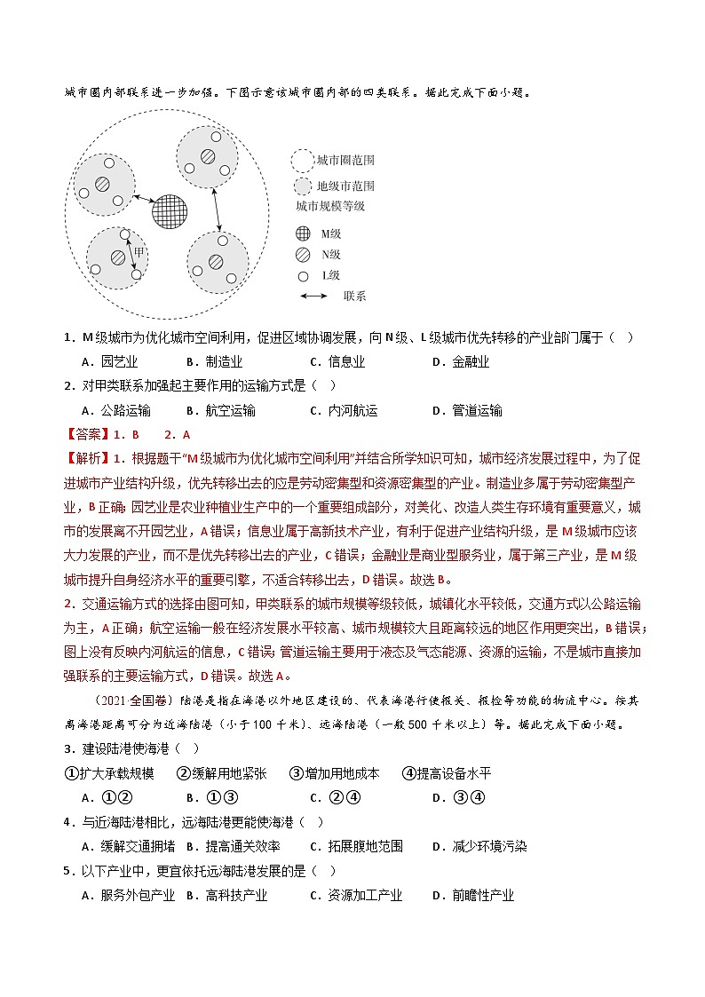 专题12 交通运输布局与区域发展-【真题汇编】最近10年（2014-2023）高考地理真题分项汇编（全国通用）（解析卷）第2页