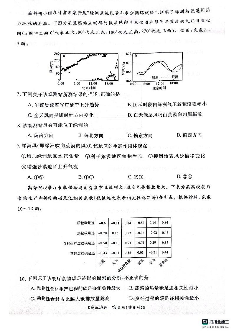 河南省名校联盟2024-2025学年高三上学期12月月考地理试题第3页