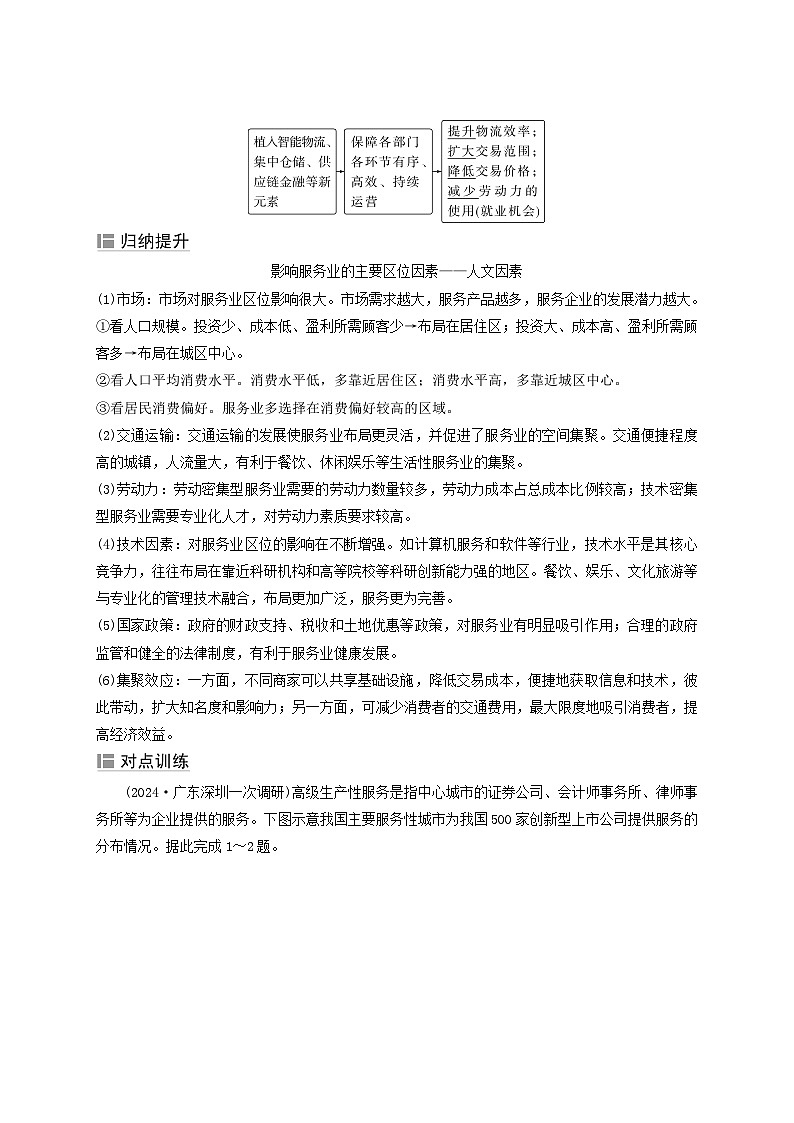 2025届高考地理二轮专题复习与测试第一部分专题篇专题九服务业交通运输区位理论第2页