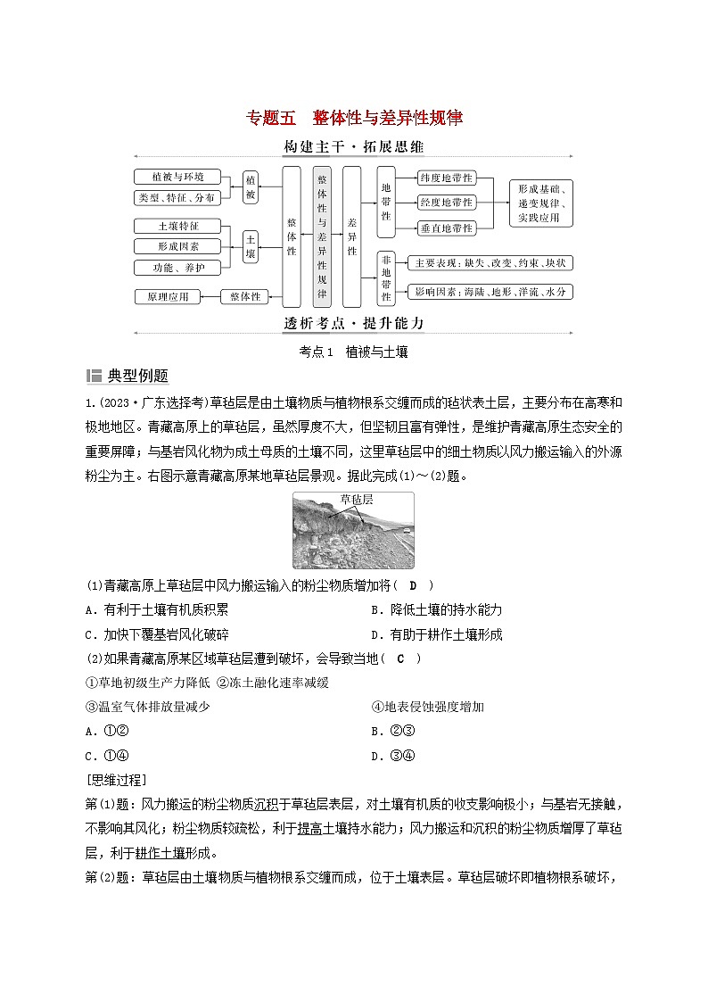 2025届高考地理二轮专题复习与测试第一部分专题篇专题五整体性与差异性规律第1页