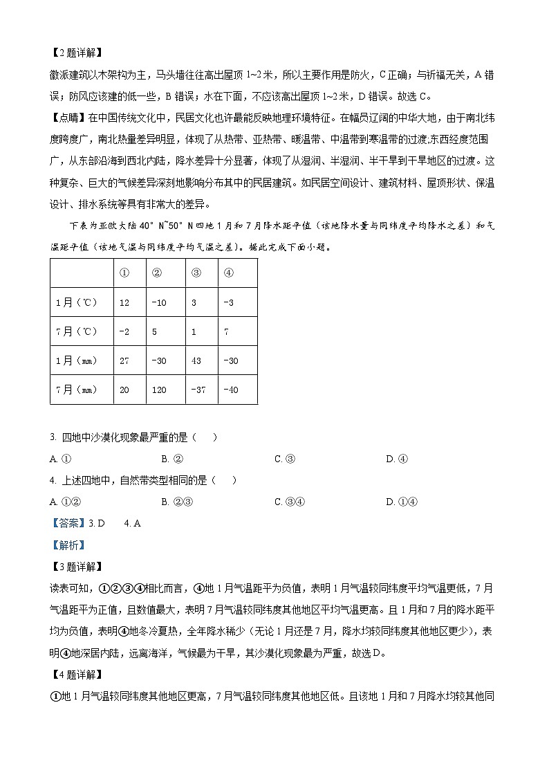 甘肃省西北师范大学附属中学2025届高三上学期一模诊断考试地理答案第2页