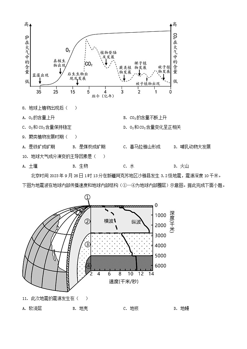江苏省扬州市邗江区2023_2024学年高一地理上学期期中调研测试含解析第3页
