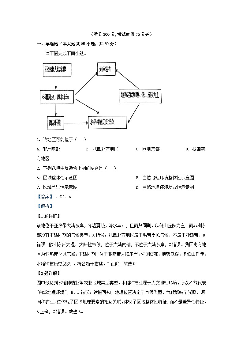 重庆市2023_2024学年高二地理上学期12月考试试题含解析第1页