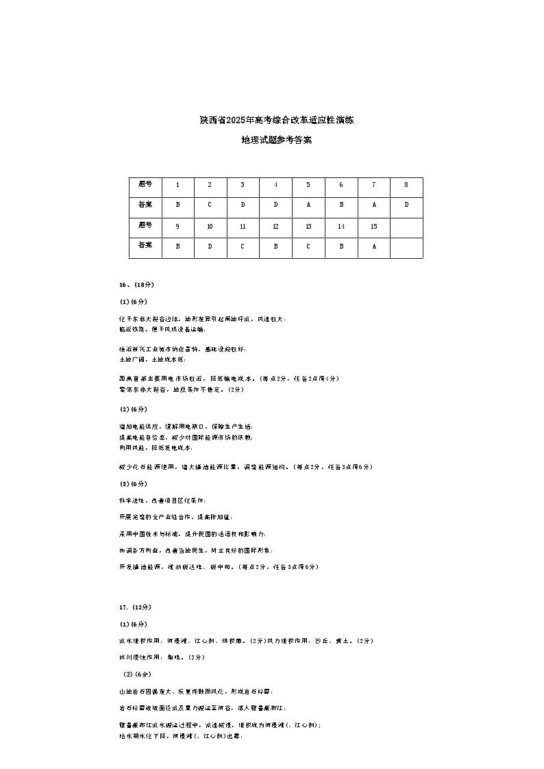 2025届高三八省联考地理答案第1页