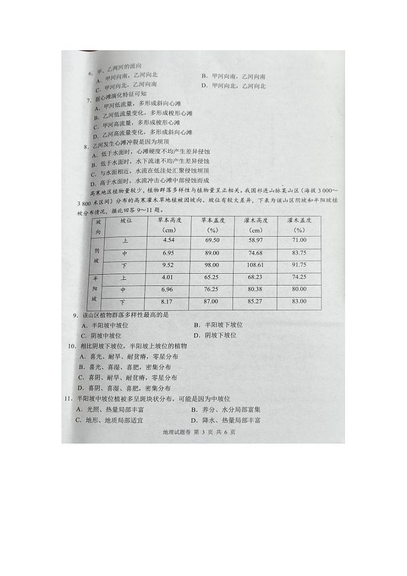 湖南省株洲市2025届高三上学期教学质量统一检测地理试卷（PDF版附解析）第3页