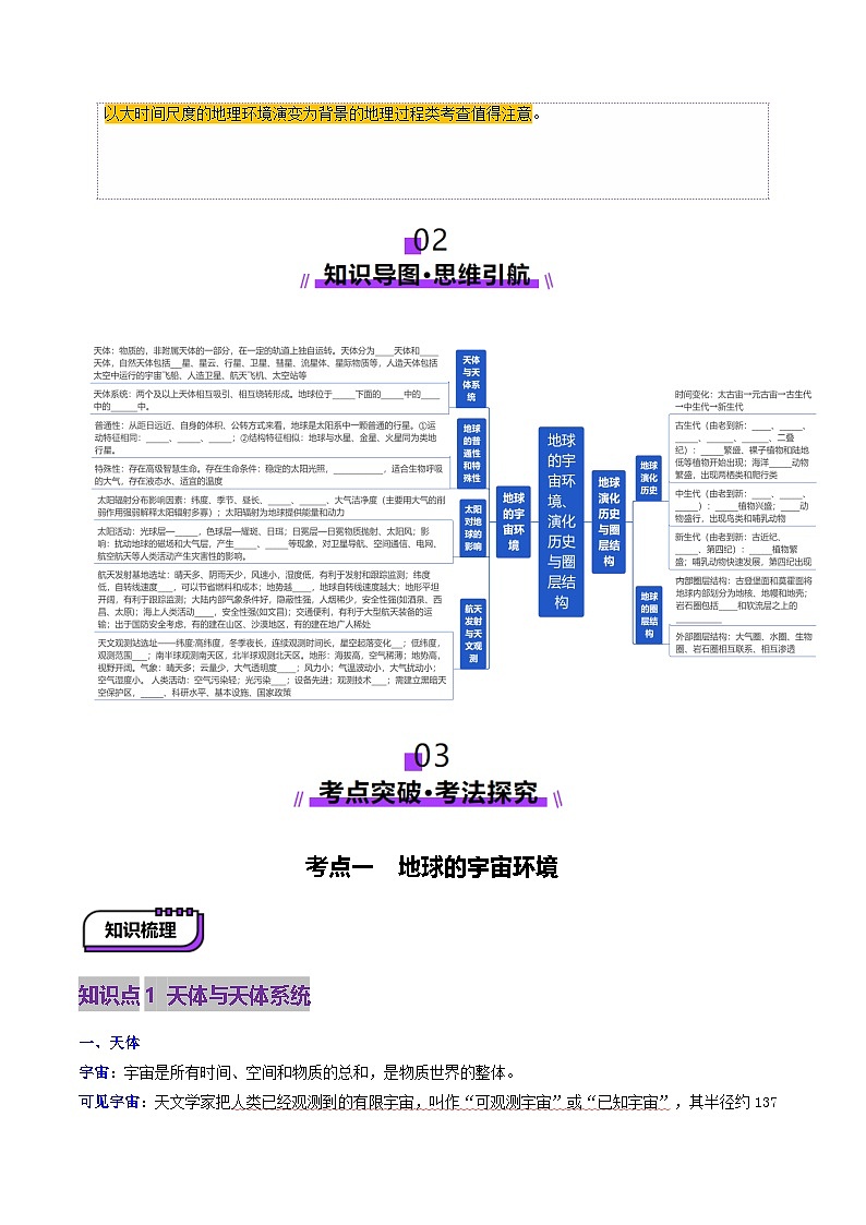 第03讲 地球的宇宙环境、演化历史与圈层结构（讲义）（原卷版）第3页