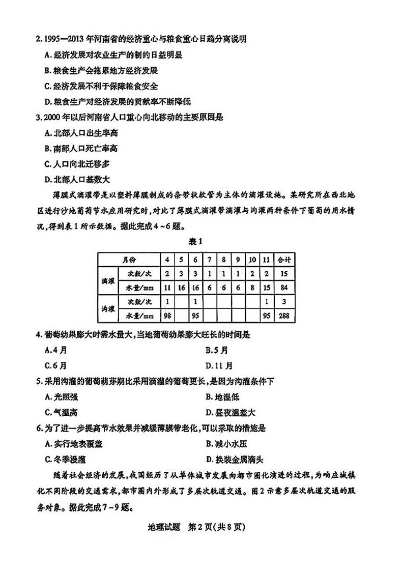 2025天一大联考高三天一小高考（二）地理试题及答案第2页