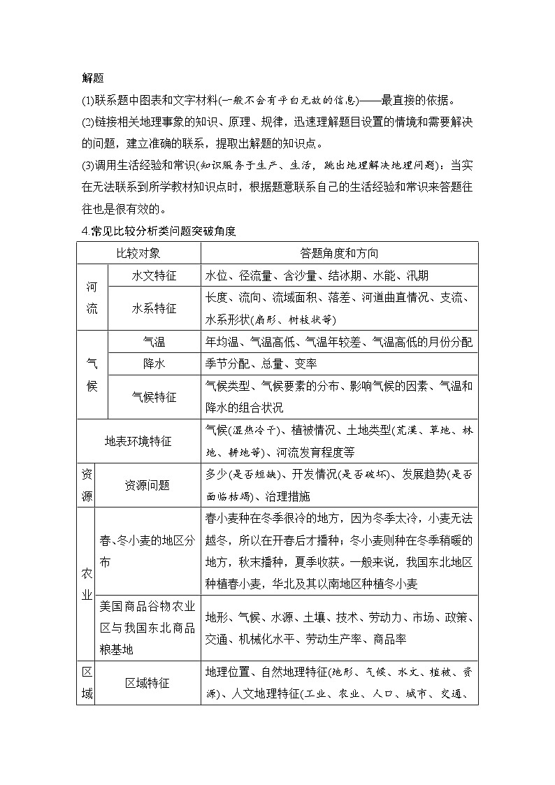 第二部分　秘籍一  题型三　对比分析类综合题--2025年高考地理大二轮专题复习题库（讲练）第3页
