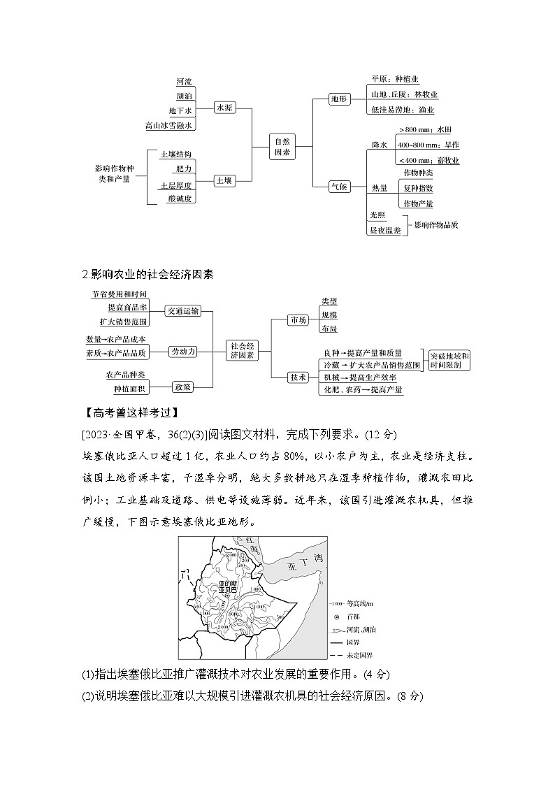 第一部分　大单元九　农业生产与粮食安全 --2025年高考地理大二轮专题复习题库（讲练）第2页