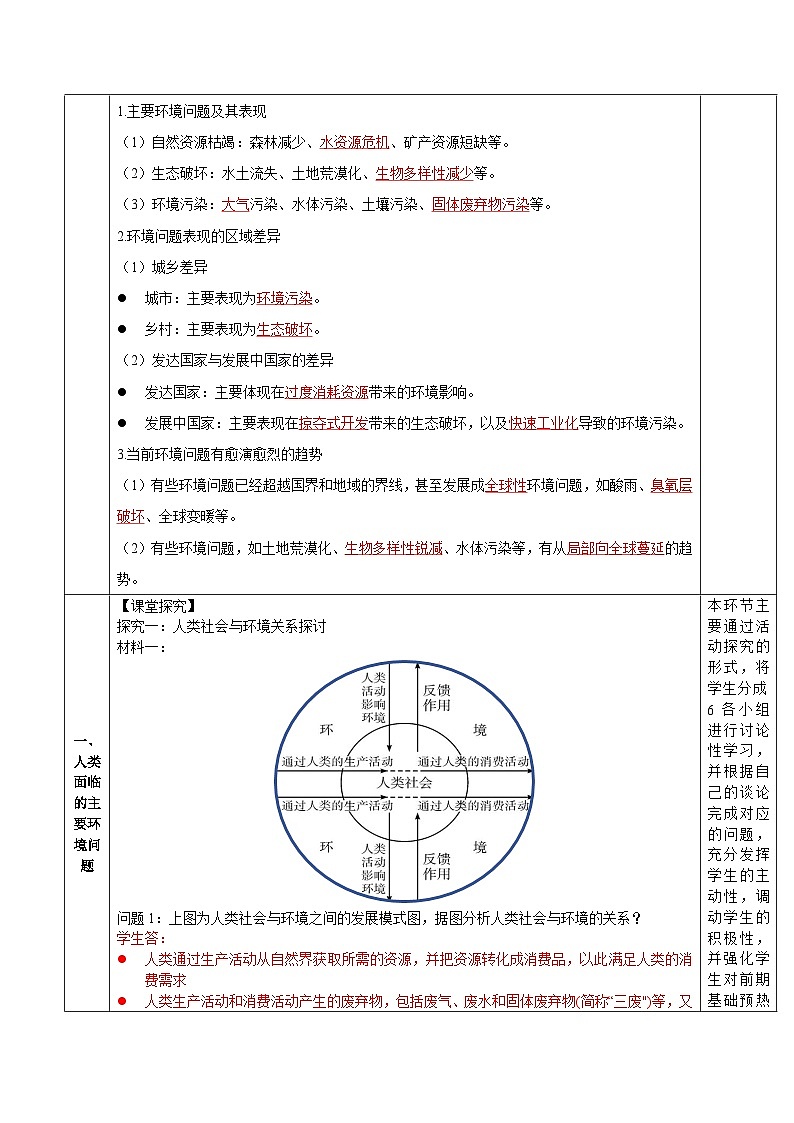 人教版（2019）高中地理必修第二册5.1《人类面临的主要环境问题》（教学设计）第3页