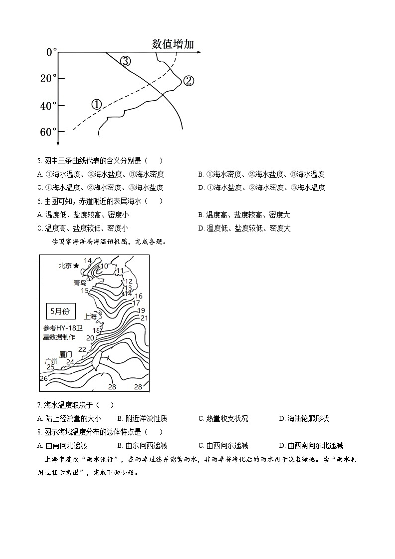 四川省眉山市2024-2025学年高一上学期1月期末地理试题  Word版无答案第2页
