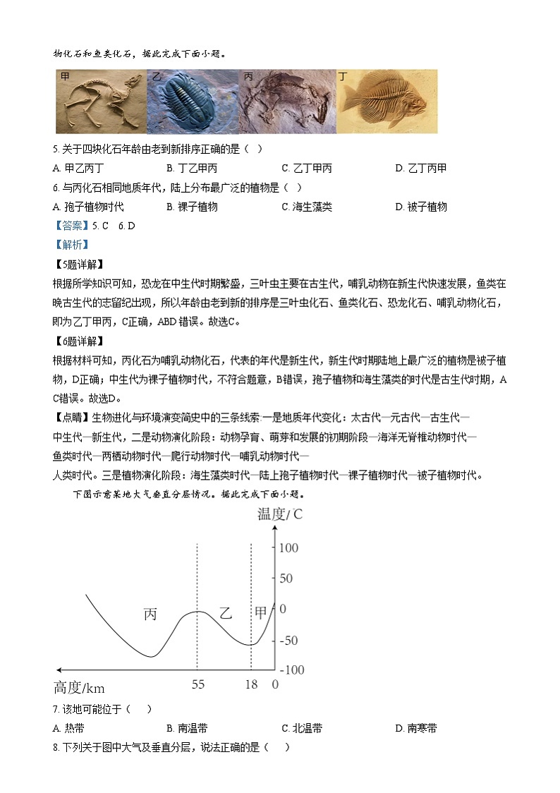 安徽省合肥市第一中学2024-2025学年高一上学期第一次素养训练地理试题  Word版含解析第3页