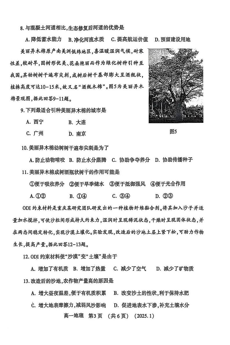 洛阳市2024-2025学年高一上学期期末地理试卷及答案第3页